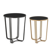 Set 2 tables basses métal style design doré-noir