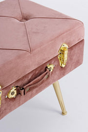 Tabouret avec bac en velours Vieux Rose POLINA 50x34x h42 cm