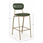 Tabouret de bar vintage Addy vert foncé 41x51x100h cm