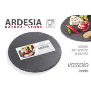 x24 Piatto in ardesia rotondo tondo vassoio cm 15