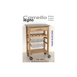 Chariot de cuisine en acier inoxydable avec roue 60 x 40 x 90 cm