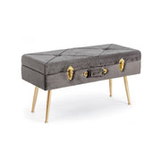 Banc en velours avec rangement POLINA Gris 80x34x h42 cm