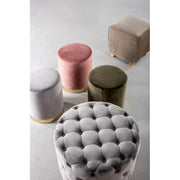 Pouf effet velours vert avec bande dorée 35 x 40 h