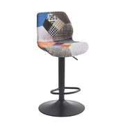 Tabouret Imalia en tissu patchwork réglable, jambe de métal noir 106x40x50 cm