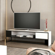 Meuble tv noir et blanc Concord 150x35xh.42 cm.