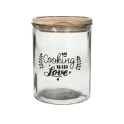 Bocal moyen avec couvercle 1380 cc Cooking With Love en verre transparent
