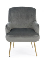 Fauteuil Clelia gris effet velours doré