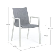 Chaise D'extérieur En Aluminium Blanc Avec Coussin Gris Foncé Odeon 55.5X60 H83 Cm