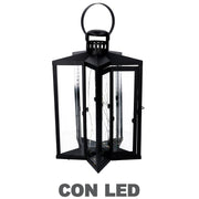 Lanterne led métal étoile noire cm27,5x27,5h42-48