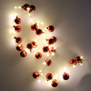 Fil de lumière sphère rouge 48 led blanc chaud alimentation fixe cm ø4x120