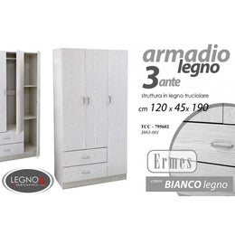 Tre Armoire Tre Bianco avec tiroirs 120 x 52 x 190 h cm cm