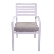 Fauteuil Boston en aluminium blanc avec coussin gris