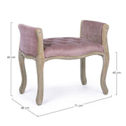Banc simple classique bois velours Diva 71 x 48 x 60 cm