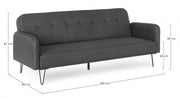 Canapé convertible 3 places en tissu BRIDJET noir 200x82x h81 cm