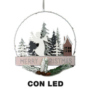 Guirlande bois métal ange led vert d'eau cm24x3,5x40,5