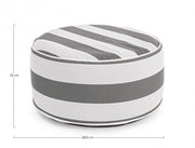 Pouf gonflable rayé blanc-gris