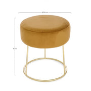 CLARISSA Pouf velours ocre jaune diamètre 35x h40 cm