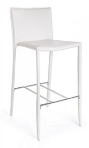 2x Tabouret style design simili cuir blanc