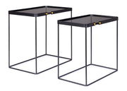 Set de 2 tables basses rectangulaires en acier noir Zeina
