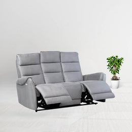 3 canapé-mange avec 2 fauteuils inclinables électriques dans le nabuk gris clair 187 x 98 x 109 cm