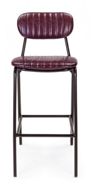 DEBBIE Tabouret de bar vintage simili cuir Bordeaux 44x51x h100 cm
