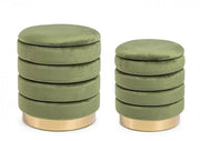 Set2 Pouf Container Darina Olive en velours