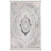 Tapis Asya CR60 fond gris et décor oriental blanc 160x230