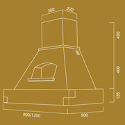 Hotte de cuisine rustique blanche EPOQUE avec cadre en bois incrusté couleur tabac 120 cm