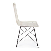 Chaise de style contemporain en acier et kubu Blanc LUCILA 45x55x h85 cm