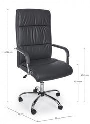 Fauteuil de bureau avec accoudoirs Queensland en éco-cuir gris foncé