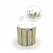 Tables basses tri pliantes en chêne avec plateau blanc polyvalent