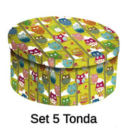 Boîte en carton 1-5 hiboux cmø40,5x17,8