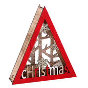 Décoration en bois led rouge triangulairecm22x4,5h20
