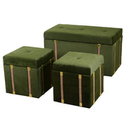 Coffre en velours vert 1-2 cm80x40h44