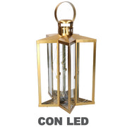 Lanterne led métal étoile dorée cm27,5x27,5h42-48