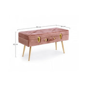 Banc en velours avec bac Polina Rose Antique 80x34x h42 cm