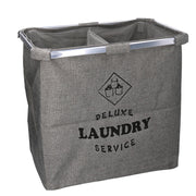 Panier en tissu gris double pliant 54x34.5h50.5 cm