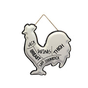 Assiette coq en métal noir et blanc cm36x40x1