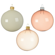 Assortiment de boules de Noël rose transparent - rose clair - blanc lait Ø8 cm