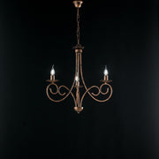 Suspension lustre en fer Noir DECO Cuivre trois lumières 50x h60 cm