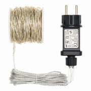 Bobine de chaîne 500 MicroLED 25m blanc chaud avec câble transparent argenté
