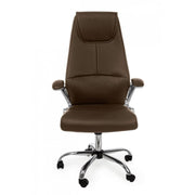 Fauteuil de bureau en éco-cuir brun Camberra avec accoudoirs