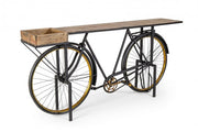 Table console design vélo rétro bois métal