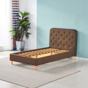 Lit Double avec Rangement Idra Cappuccino Tête de Lit à Boutons L 170 x P 207,5 x H 114 cm