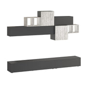Parete attrezzata 260 cm anthracite et blanc vintage