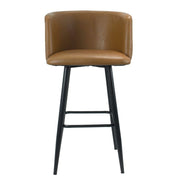 Tabouret Limin en simili cuir taupe avec pieds noirs mats 100 cm x 54 cm x 55 cm