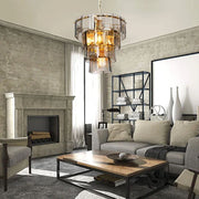 Plafonnier à 4 lumières Falez MDL3829 verre fumé et or