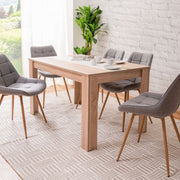 Table à manger couleur chêne avec insert réversible noir ou blanc 138x80xh.74 cm