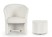Fauteuil en similicuir avec pouf amovible Blanc RITA 64,5x 59,5x h78 cm
