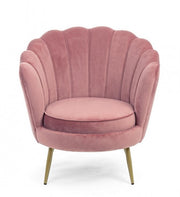 Fauteuil rétro en velours rose paon cm 80 x 76 x 84 h